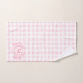 Rosa Gingham Floral Wappen Monogram Badhandtuch Set (Handtuch)