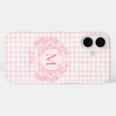 Rosa Gingham Floral Wappen Monogram Case-Mate iPhone Hülle (Rückseite (Horizontal))