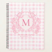 Rosa Gingham Floral Wappen Monogram Planer (Vorderseite)