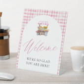 Rosa Gingham Fresh Off Market Willkommenszeichen Sockelschild (In SItu)