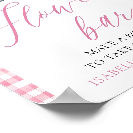 Rosa Gingham Fresh Off The Market Blume Bar Poster (Ecke)