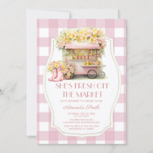 Rosa Gingham Fresh Off The Market Brautparty Einladung