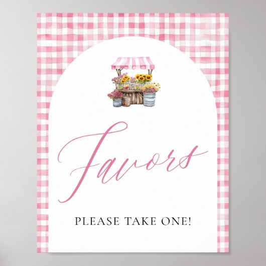Rosa Gingham Fresh Off The Market Favorits Sign Poster (Vorne)
