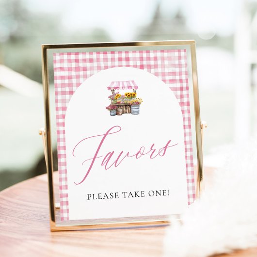 Rosa Gingham Fresh Off The Market Favorits Sign Poster