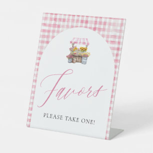 Rosa Gingham Frisch Vom Markt Favors Schild