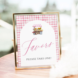 Rosa Gingham Frisch Vom Markt Gefallenes Schild