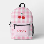 Rosa Gingham Fröhliche Kirsch Mädchen Bedruckter Rucksack (Vorderseite)