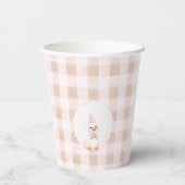 Rosa Gingham-Gans-Blumen-Mädchen-Baby-Party Pappbecher (Rückseite)