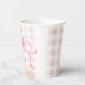 Rosa Gingham-Gans-Blumen-Mädchen-Baby-Party Pappbecher (Links)