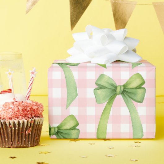 Rosa Gingham-Geschenkpapier Geschenkpapier (Geburtstagsparty)
