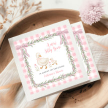 Rosa Gingham-Girlande Silly Goose Baby Shower