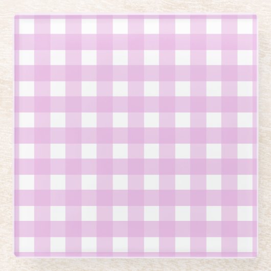Rosa Gingham Glasuntersetzer (Vorderseite)