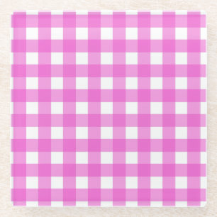 Rosa Gingham Glasuntersetzer