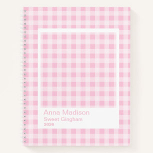 Rosa Gingham großer transparenter Rahmen Notizblock