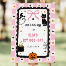 Rosa Gingham Halloween Geburtstagsfeier Willkommen