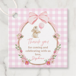 Rosa Gingham-Hasen-Blumen-Partygeschenkanhänger Geschenkanhänger