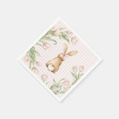 Rosa Gingham-Hasen-Tulpen-Blumenmuster  Serviette (Ecke)