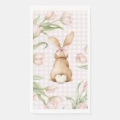 Rosa Gingham-Hasen-Tulpen Floral Serviette (Vorderseite)