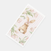 Rosa Gingham-Hasen-Tulpen Floral Serviette (Ecke)