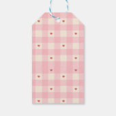 Rosa Gingham-Herzen Valentinstag Geschenkanhänger (Rückseite)