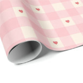 Rosa Gingham-Herzen Valentinstag-Geschenkpapier Geschenkpapier (Rolleneckpunkt)