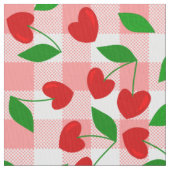 rosa Gingham Herzform Kirsche Rockabilly Stoff (Nahaufnahme)