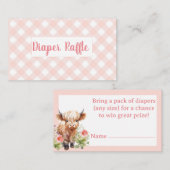 Rosa Gingham Highland Cow Girl-Windpreisraffinerie Begleitkarte (Vorne/Hinten)