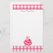 Rosa Gingham-/Himbeerkuchen-Briefpapier Briefpapier (Vorne/Hinten)