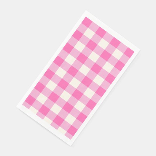 Rosa Gingham-Kariert Cottagecore Serviette (Ecke)