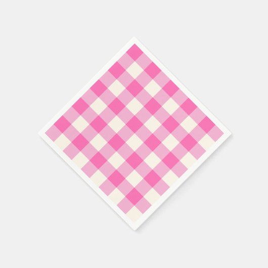 Rosa Gingham-Kariert Cottagecore Serviette (Ecke)