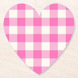 Rosa Gingham-Kariert Cottagecore Untersetzer