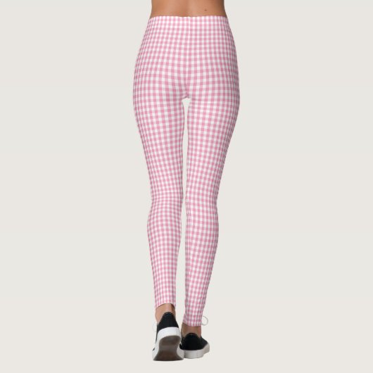 Rosa Gingham-kariertes Muster Leggings (Rückseite)