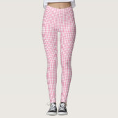 Rosa Gingham-kariertes Muster Leggings (Vorderseite)