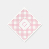 Rosa Gingham Kariertes Muster Papier Serviette (Ecke)