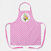 Rosa Gingham-Karo-Allover-Print Schürze (Vorderseite)