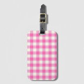 Rosa Gingham-Karo Cottagecore Gepäckanhänger (Vorderseite Vertikal)