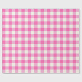 Rosa Gingham-Karo Cottagecore Geschenkpapier (Flach)