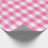 Rosa Gingham-Karo Cottagecore Geschenkpapier (Ecke)