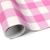 Rosa Gingham-Karo Cottagecore Geschenkpapier (Rolleneckpunkt)