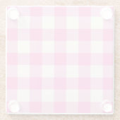 Rosa Gingham-Karo Cottagecore Glasuntersetzer (Rückseite)