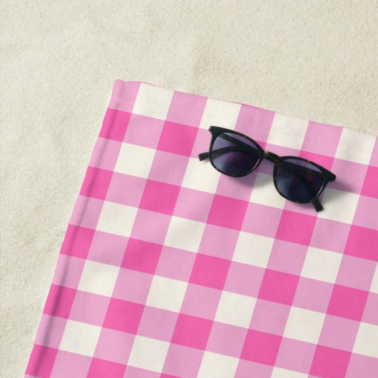 Rosa Gingham-Karo Cottagecore Strandtuch (Beispiel)