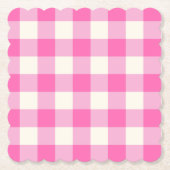 Rosa Gingham-Karo Cottagecore Untersetzer (Vorderseite)