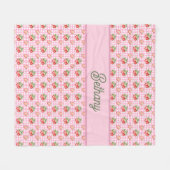 Rosa Gingham-Karo-Erdbeermuster Fleecedecke (Vorderseite (Horizontal))
