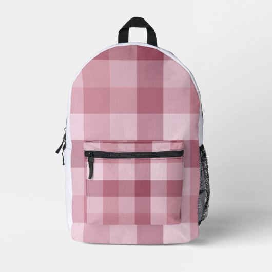 Rosa Gingham-Karo-Karo-Design Bedruckter Rucksack (Vorderseite)