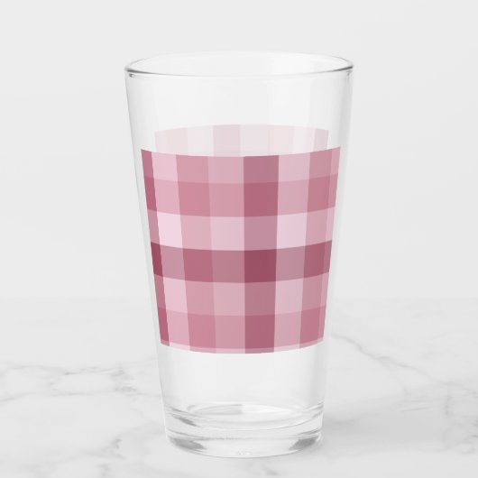 Rosa Gingham-Karo-Karo-Design Glas (Vorderseite)