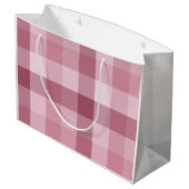 Rosa Gingham-Karo-Karo-Design Große Geschenktüte (Rückseite Schrägansicht)