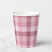 Rosa Gingham-Karo-Karo-Design Pappbecher (Rückseite)