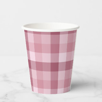 Rosa Gingham-Karo-Karo-Design Pappbecher