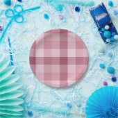 Rosa Gingham-Karo-Karo-Design Pappteller (Party)