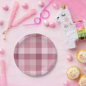 Rosa Gingham-Karo-Karo-Design Pappteller (Party)